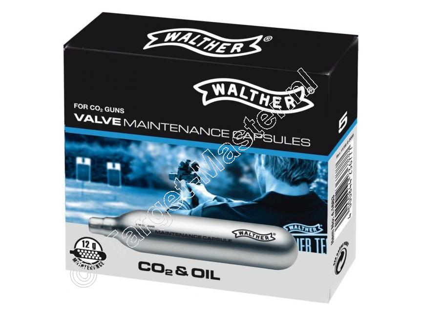 Walther VALVE MAINTENANCE CAPSULES Co2 Capsules 12 gram package of 5